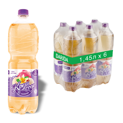 Напиток безалкогольный газированный ароматизированный "Дарида"  "КРЕМ-СОДА", 1.45л. Напиток безалкогольный газированный ароматизированный "Дарида"  "КРЕМ-СОДА", 1.45л.
